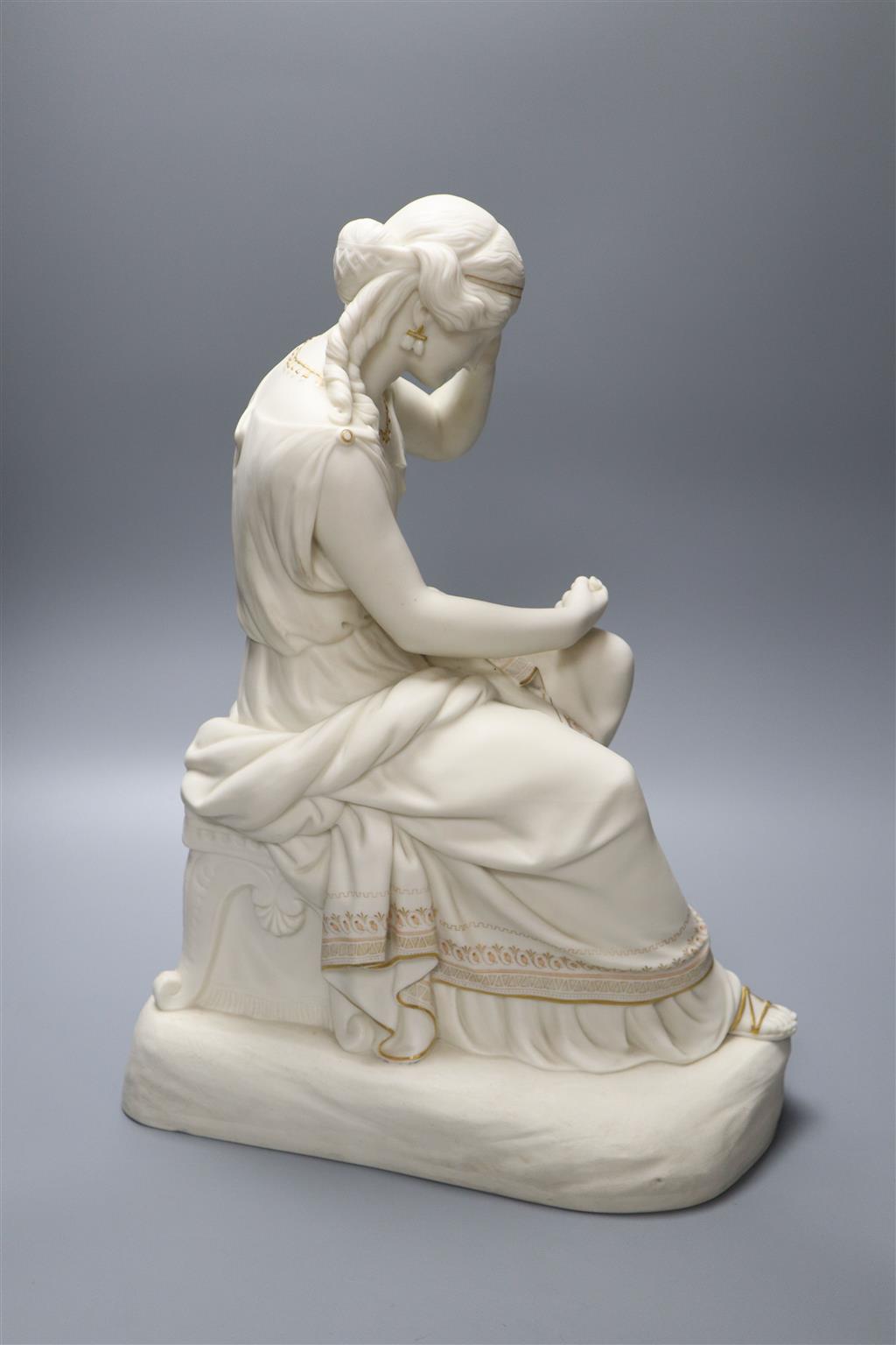 A Victorian Copeland parian figure of a classical beauty at her toilet,